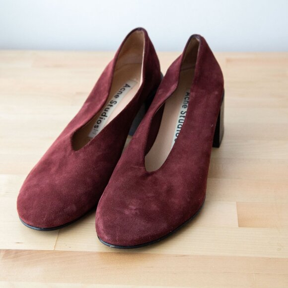 Acne Studios Burgundy Suede Leather Pumps, Size US 6.5 / EU 37 | Dust Bag Inc - Picture 10 of 13